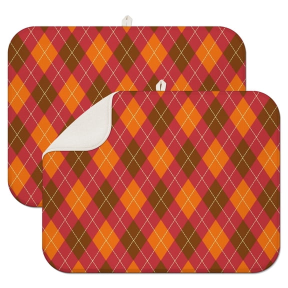 Farmhouse Plaid Dish Drying Mat – Traditional Checkered Pattern, Country Style Kitchen Accessory