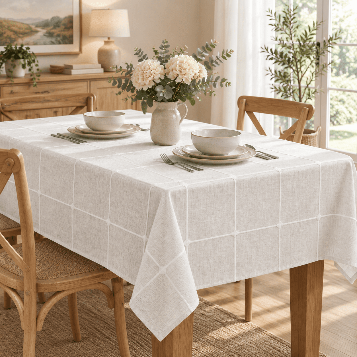 Farmhouse Plaid Tablecloth Beige 60*120 Inch Rectangular - Walmart.com