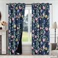 thumbnail image 1 of DaShan Navy Blue Floral Blackout Curtains for Living Room,Thermal Insulated Grommet Drapes,52x84 Inch,Set of 2, 1 of 2