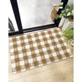 thumbnail image 1 of Farmhouse Plush Shag Bath Rugs Modern Khaki White Buffalo Checker Soft Fluffy Floor Doormat Carpet,Non-Slip Door Mats for Living Room Bedroom Kitchen Entryway Watercolor Plaid, 1 of 6