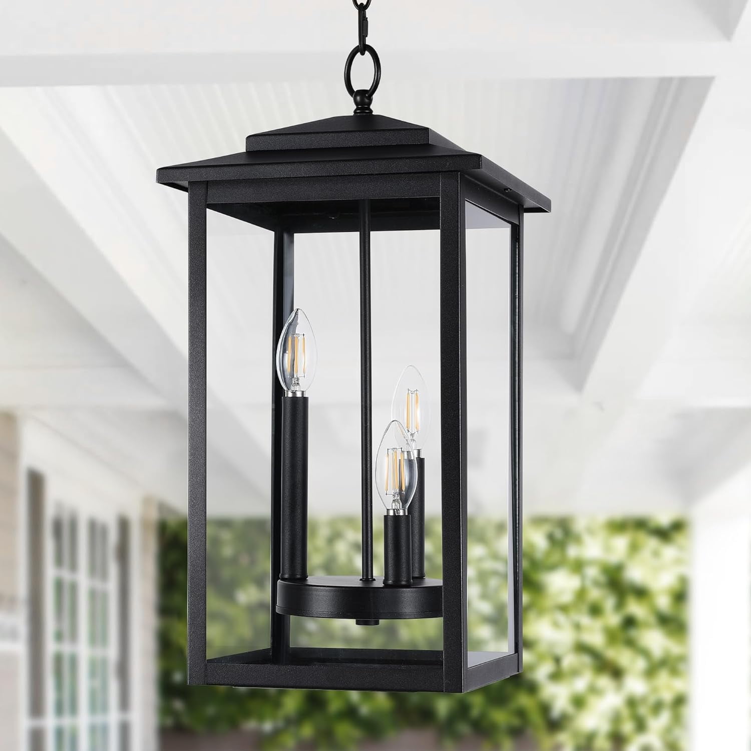 View of Farmhouse Porch Pendant Light Outdoor 3-Candle Light Pendant Light ...