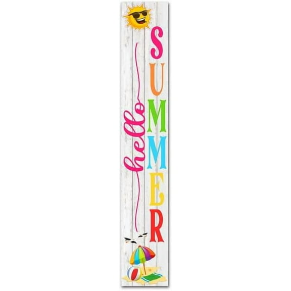 Farmhouse Primitiv Funny Hello Sunshine Porch Sign Vertical Sunflower Porch Sign Farmhouse Summer Sign Wooden Sunflowers Wall Decor for Front Door Porch Yard Patio Wood Sign 6x16 Inch.jpg