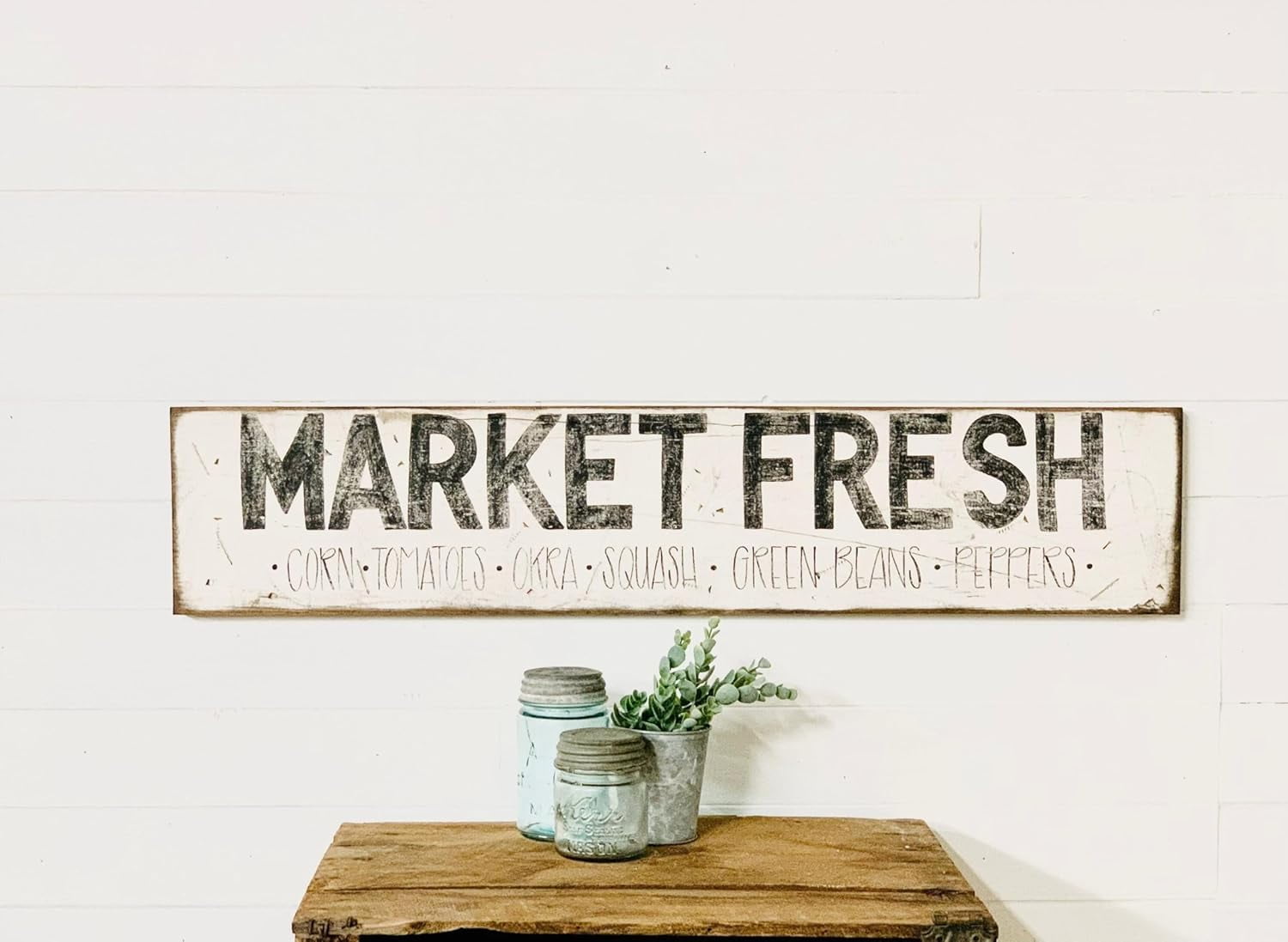 Farmhouse Primitiv Funny Market Fresh Rustic Wood Sign, Farmhouse ...