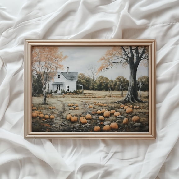 Farmhouse Pumpkin Patch Wall Art Print