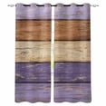 thumbnail image 1 of Farmhouse Purple Brown Blackout Curtains for Bedroom Living Room Darkening Curtains 84 Inch Length 2 Panels Set Vintage Wooden Striped Window Curtain Insulated Window Treatment Grommet Drapes 42"x84", 1 of 9