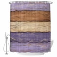 thumbnail image 1 of Farmhouse Purple Brown Shower Curtain, Waterproof Shower Curtains for Bathroom, Vintage Wooden Striped Washable Fabric Bathtub Curtain Set Bath Decor with 12 Hooks Stall 36"x72", 1 of 6