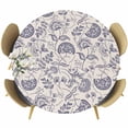 thumbnail image 1 of Farmhouse Purple Floral Round Fitted Table Cover Linen Boho Flower Rustic Country Waterproof Table Cloth with Elastic Edge Wipeable Tablecloth for Picnic Camping Party Fits 45"-54" Diameter, 1 of 8