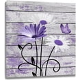 thumbnail image 1 of Farmhouse Purple Floral Wall Art for Living Room, White Daisy Flower and Butterfly on Rustic Wood Framed Canvas Wall Art Paintings for Bathroom Bedroom Decor Ready to Hang,12L X 12W Inches, 1 of 6