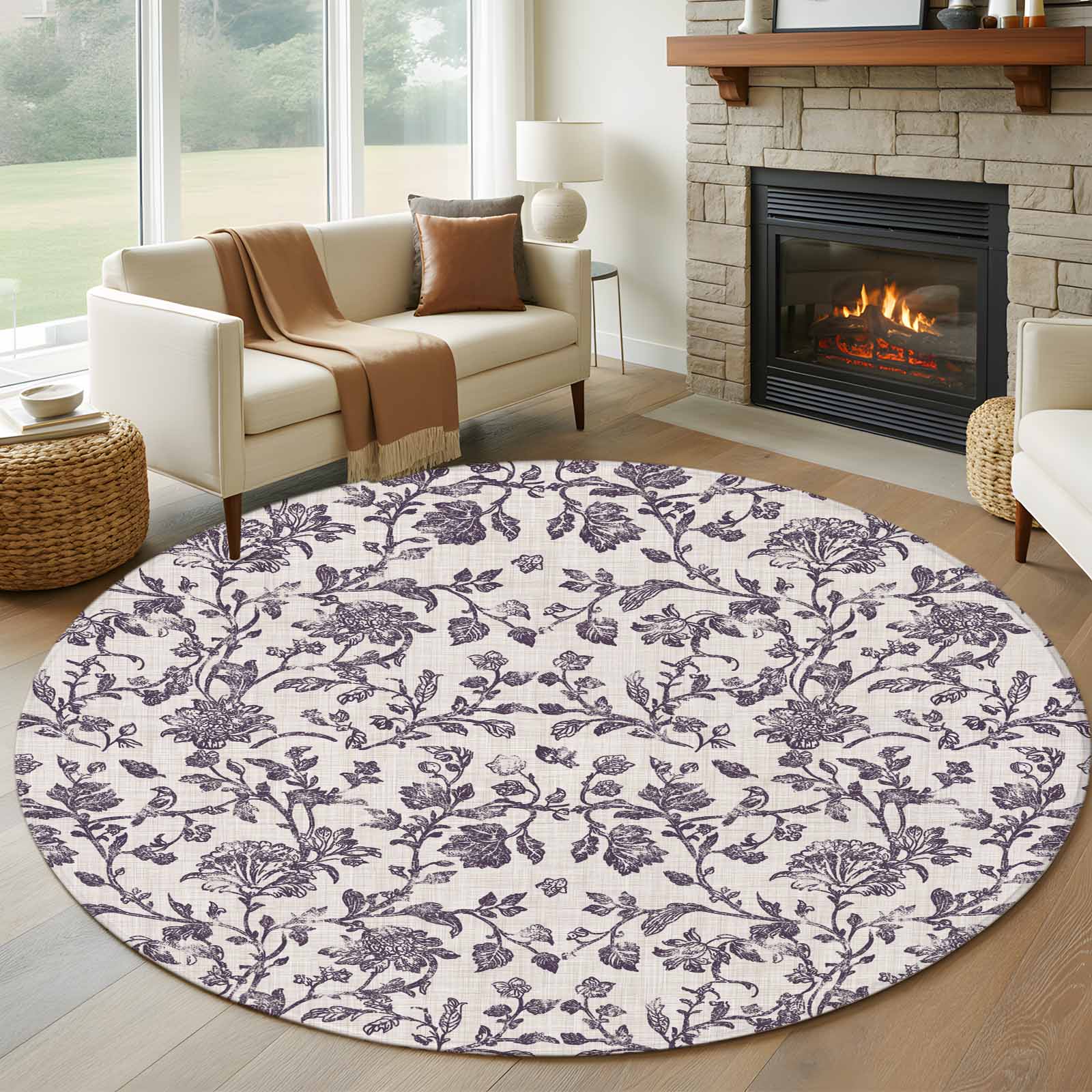 Purple Roung Rug Farmhouse Purple Round Rug 5ft Washable Circle Kitchen Rugs Non Slip ...