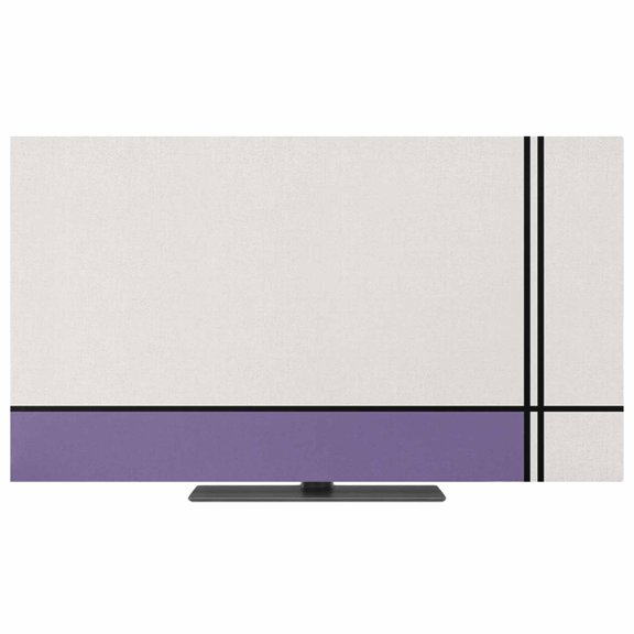 Farmhouse Purple TV Dust Cover,Stretchable TV Screen Desktop Computer Protector Cover,Modern Abstract Geometric Stripes Art Television Dustproof Slipcover for 19–24 Inch Flat or Curved TVs