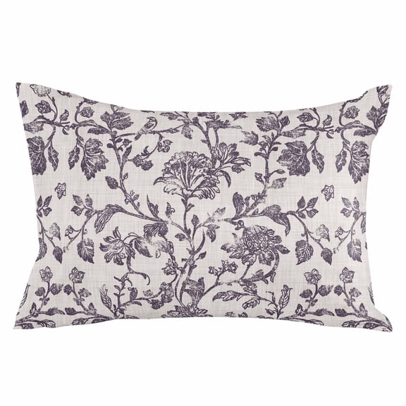 Farmhouse Purple Throw Pillow Cover 20 x 30 Inch Decorative Pillow Cover Vintage Flower Leaf Botanical Plant Lumbar Pillowcase Seasonal Rectangle Cushion Case for Couch Sofa Bed Living Room
