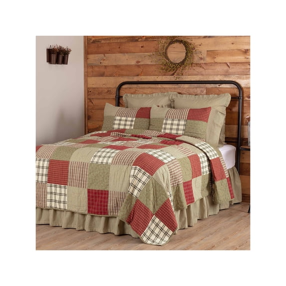 Farmhouse Quilt Prairie Winds Patchwork Cotton Red Green Bedroom Decor TCC Brands