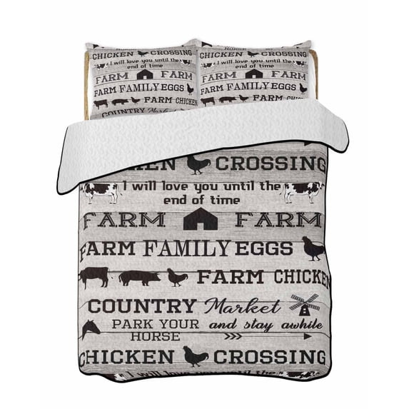 Farmhouse Quilts Bedding Set California King Country Barn Animal Cow ...