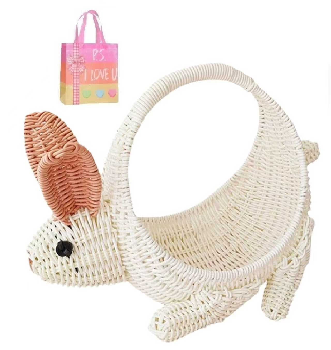 Farmhouse Rabbit Basket - Handwoven Wicker Storage & Decor, for Easter, Kitchen, Bread, Fruits, Toys, Rustic Home Organizer(XX)