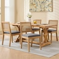 thumbnail image 1 of Farmhouse Rattan Dining Chairs Set of 4, Mid Century Modern Kitchen & Dining Room Chairs, Cane Upholstered Kitchen Side Chair with Natural Hardwood Frame, Gray, 1 of 9