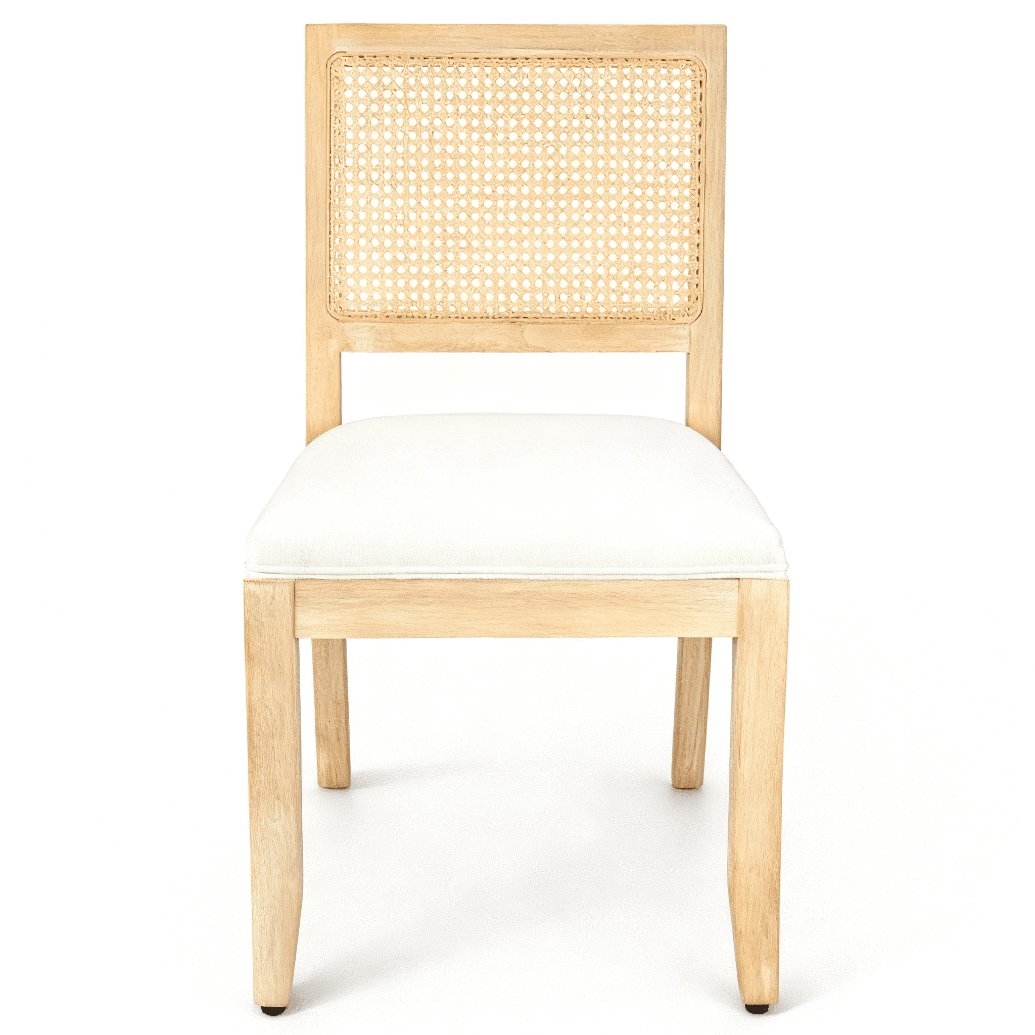 Farmhouse Rattan Dining Chairs Set of 2, Modern Kitchen & Dining Room Chairs, Cane Low Back, with Natural Solid Wood Frame, Beige