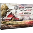 thumbnail image 1 of Farmhouse Red Barn Wall Art Inspirational Wall Decor Rustic Country Canvas Prints for Kitchen Bathroom Decor Retro Watercolor Windmill Painting Motivational Artwork for Bedroom Home Decorations 12x16", 1 of 5