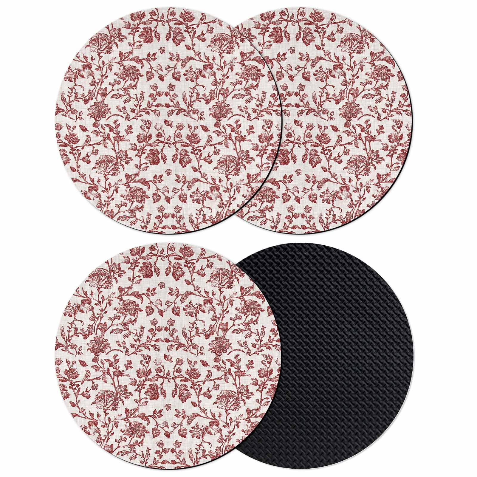 Farmhouse Red Coasters Set of 4, Soft Absorbent Coasters for Drinks ...