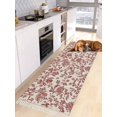 thumbnail image 1 of Farmhouse Red Entryway Runner Rug 2x4ft,Vintage Flower Leaf Botanical Plant Washable Woven Living Room Hallway Bedroom Kitchen Carpet with Tassels,Indoor Outdoor Throw Door Mat for Entryway, 1 of 5
