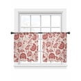 thumbnail image 1 of Farmhouse Red Floral Sheer Curtains for Living Room Bedroom, Linen Boho Flower Rustic Country Light Filtering Sheer Curtain Rod Pocket Voile Window Treaments Drapes, 52 x 45 Inches, 1 of 9