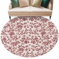 thumbnail image 1 of Farmhouse Red Large Area Rugs for Bedroom Living Room, Soft Non Slip Carpet Bedside Rug, Vintage Flower Leaf Botanical Plant Round Floor Cover Kitchen Accent Rug 7' for Dining Room/Office, 1 of 9