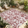 thumbnail image 1 of Farmhouse Red Outdoor Rug 4x6 Ft - Reversible Patio Rug Outdoor Camping Rugs, Vintage Flower Leaf Botanical Plant Washable Indoor Outdoor Area Rugs, Non-Slip Outdoor Carpet Runner for Deck/Porch, 1 of 8