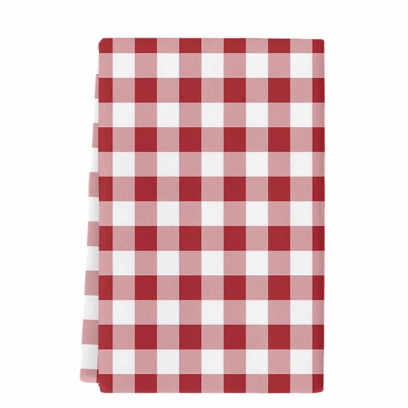 Farmhouse Red Plaid Kitchen Towels Set of 1, Absorbent Microfiber Dish Tea Towels with Hanging Loop, Rustic Red White Checkered Resuable Hand Towel for Home Kitchen Cooking Cleaning 18"x28"
