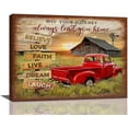 thumbnail image 1 of Farmhouse Red Truck Wall Art Country Old Barn Windmill Pictures Wall Decor Canvas Prints Framed Modern Farm Car Sunset Painting Artwork for Kitchen Bathroom Dining Room Office 16"x12", 1 of 6