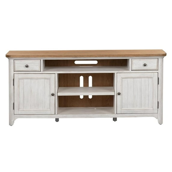 Farmhouse Reimagined White Entertainment TV Stand