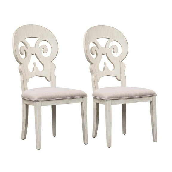 Farmhouse Reimagined White Splat Back Side Chair (RTA)-Set of 2
