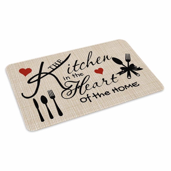 Farmhouse Retro Doormat Outdoor Entrance 18"x30", Cartoon Funny Cook Theme Love Plaid Absorb Moisture Dirt Door Mats, Non-Slip Rubber Backing Floor Mats Indoor, Low-Profile Front Door Rugs