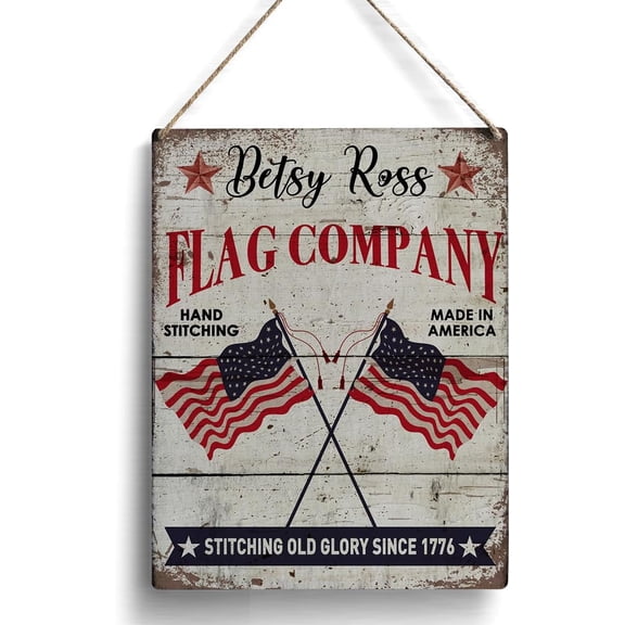 Farmhouse Retro Flag Company Patriotic America Wooden Sign Artwork, Summer Patriotic Wood Sign Wall Art Hanging Sign Home Office Decor 8x10 Inch