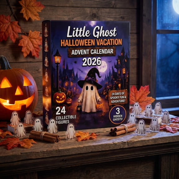 Farmhouse Retro Spooky Advent Calendar Halloween 2026, 24 Collectible Little Ghost Witch Figurines with 3 Hidden Ghost Figures, Boo Basket Filler Holiday Surprise Gift