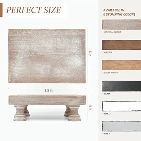 Farmhouse Riser for Room Decor : Decorative Pedestal Stand For Display Your Home Decorations and Uniquely Soap Stand - Rustic Bathroom Counter Tray and Kitchen Decor (Natural Wood)