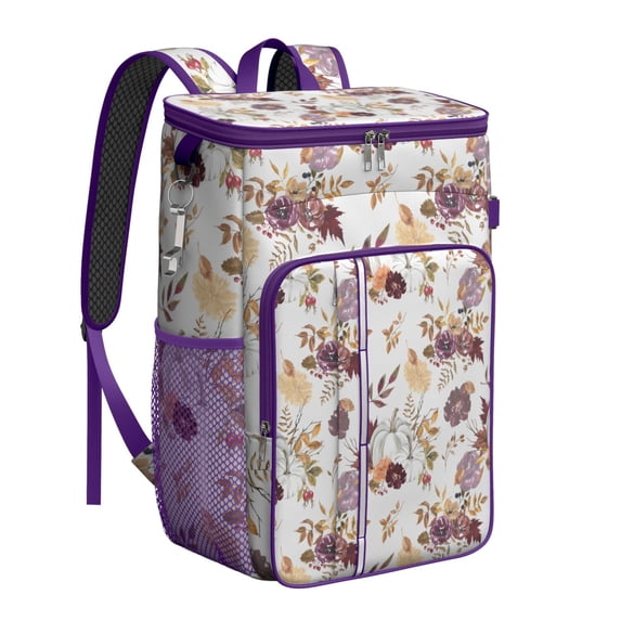 Farmhouse Romantic Rose and Peony Insulated Cooler Backpack - 20L Durable & Lightweight for Parties