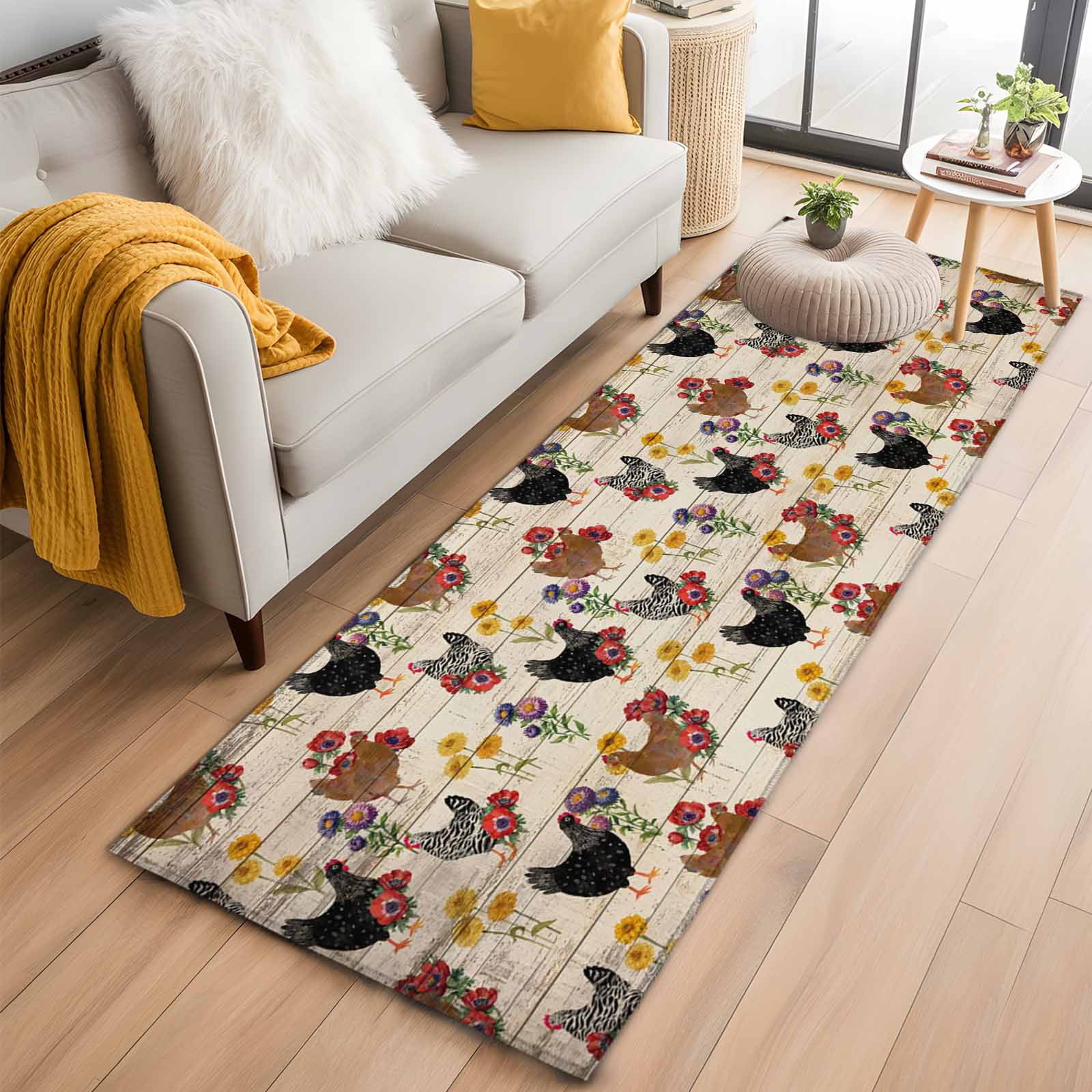 Farmhouse Rooster 2'x6' Runner Rugs for Hallway Kitchen Bedside Non ...
