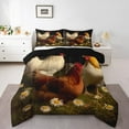 thumbnail image 1 of Farmhouse Rooster Bedding Set Queen Size Teens Bedroom Decor,White Brown Chicken Quilt Rustic Country Design Comforter Set Pastoral Style Down Comforter, 1 of 5