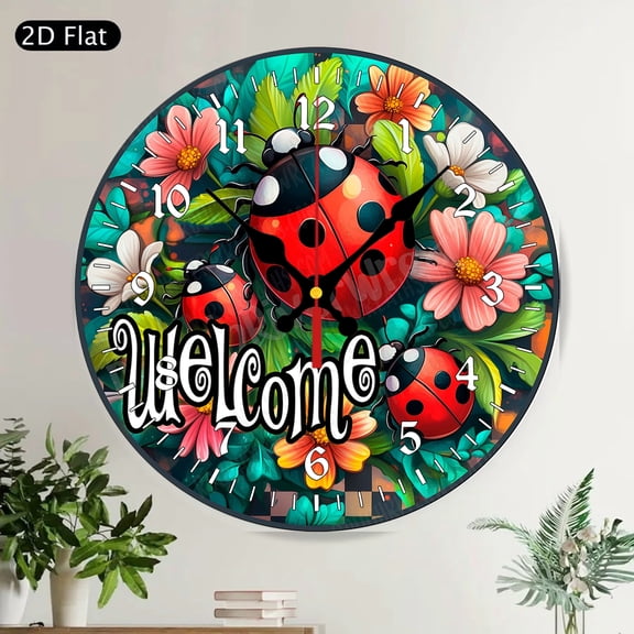 Farmhouse Rooster Chicken Round Wall Clock Silent Non Ticking Country Kitchen Decor