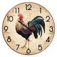 thumbnail image 1 of Farmhouse Rooster Clock for Living Room Glass Brown Wall Clocks Battery Operated 16 Inch Round Analog Animal Wall Clock Silent, 1 of 4