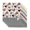 thumbnail image 1 of Farmhouse Rooster Cloth Napkins, Country Watercolor Flowers Black Plaid Washable and Reusable Dinner Napkins Set of 8, Table Napkin for Kitchen Party Birthday Wedding Hotel Housewarming 20"x20", 1 of 9