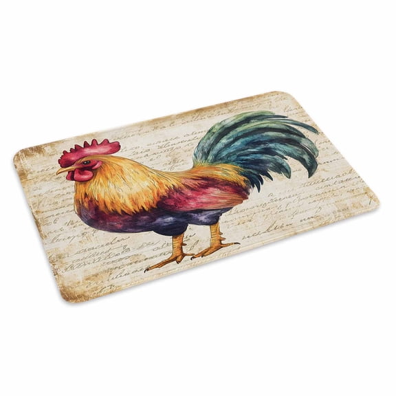 Farmhouse Rooster Doormat Outdoor Entrance 24"x36", Vintage Rustic Animal Prints Absorb Moisture Dirt Door Mats, Non-Slip Rubber Backing Floor Mats Indoor, Low-Profile Front Door Rugs