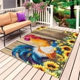 thumbnail image 1 of Farmhouse Rooster Outdoor Rug for Patio/Deck/Porch, Non-Slip Large Area Rug 6 x 9 Ft, Retro Botanical Sunflower Floral Wood Indoor Outdoor Rugs Washable Area Rugs, Camping Rug Carpet Runner, 1 of 8