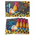 thumbnail image 1 of Farmhouse Rooster Placemats Set of 12, Black Retro Botanical Sunflower Floral Placemats for Dining Table, Place Mats for Kitchen Tabletop, Waterproof Wipeable Dining Table Mats Set, 1 of 9