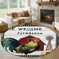 thumbnail image 1 of Farmhouse Rooster Round Area Rug 5Ft Washable Circle Rugs for Living Room Bedroom, Rustic Red Barn Windmill Sunflowers Non-Slip Carpet Floor Mats Indoor Outdoor Carpet Runner Aesthetic Home Decor, 1 of 8