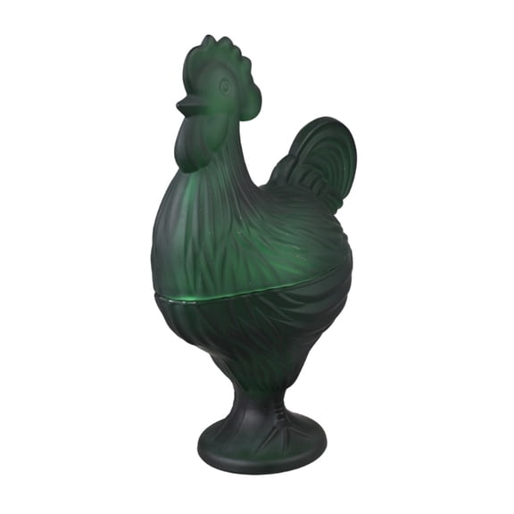 Farmhouse Rooster Shape Candy Dish With Lid Glass Covered Jar Plate For Home Use