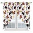 thumbnail image 1 of Farmhouse Rooster Swag Valances for Windows, Kitchen Curtains 36 Inch Length 2 Panels Set, Country Watercolor Flowers Black Plaid Short Curtains for Small Windows Rod Pocket Cafe Curtains 28"x36", 1 of 8