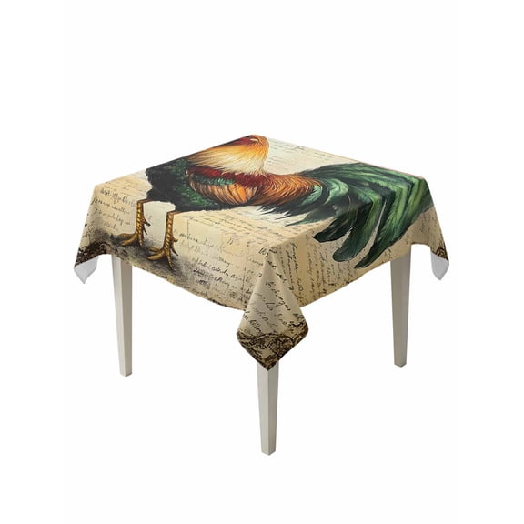 Farmhouse Rooster Table Cloth 60x60 Inch Square, Vintage Rustic Country Chicken Waterproof Tablecloth Washable Table Cover for Party Picnic Dinner Decor