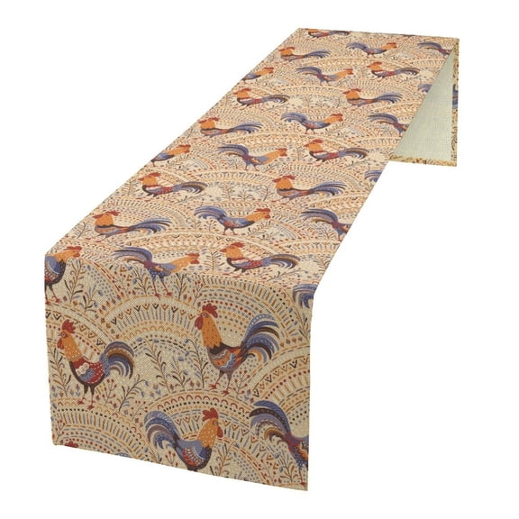 Farmhouse Rooster Table Runner, Bohemian Mandala Pattern Vintage Rustic Chicken Design Table Runner for Dining Kitchen Country Home Table Decor