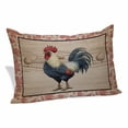 thumbnail image 1 of Farmhouse Roosters Pillow Covers, Linen Long Throw Pillow Case, Countryside Farm Chicken Pink Leaves Holiday Pillow Protector Decorative Cushion Cover for Living Room/Bedroom 12" x 20", 1 of 8
