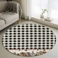 thumbnail image 1 of Farmhouse Round Area Rug 4 FT, Non Slip Indoor Outdoor Rug, American Country Star Barn Black Plaid Berry Washable Circular Carpet Non-Shedding Floor Mat for Coffee Table Nursery Foyer Balcony, 1 of 9